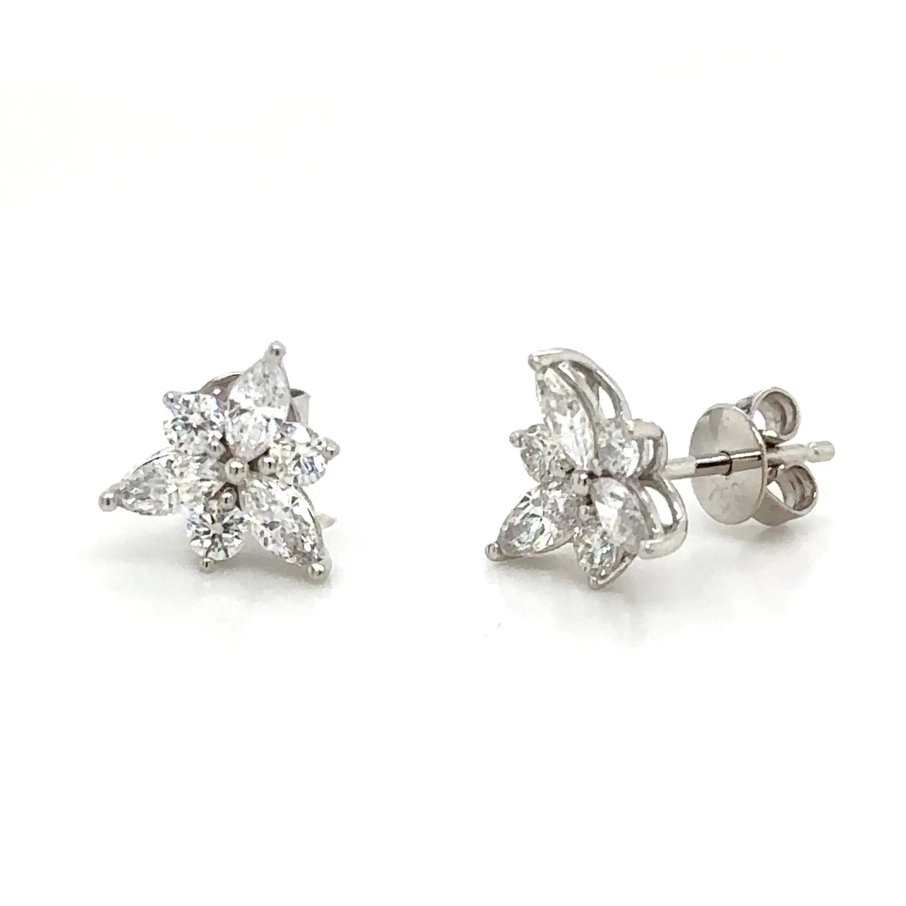 0.80ct tw Diamond Flower Shape Marquise Stud Earring