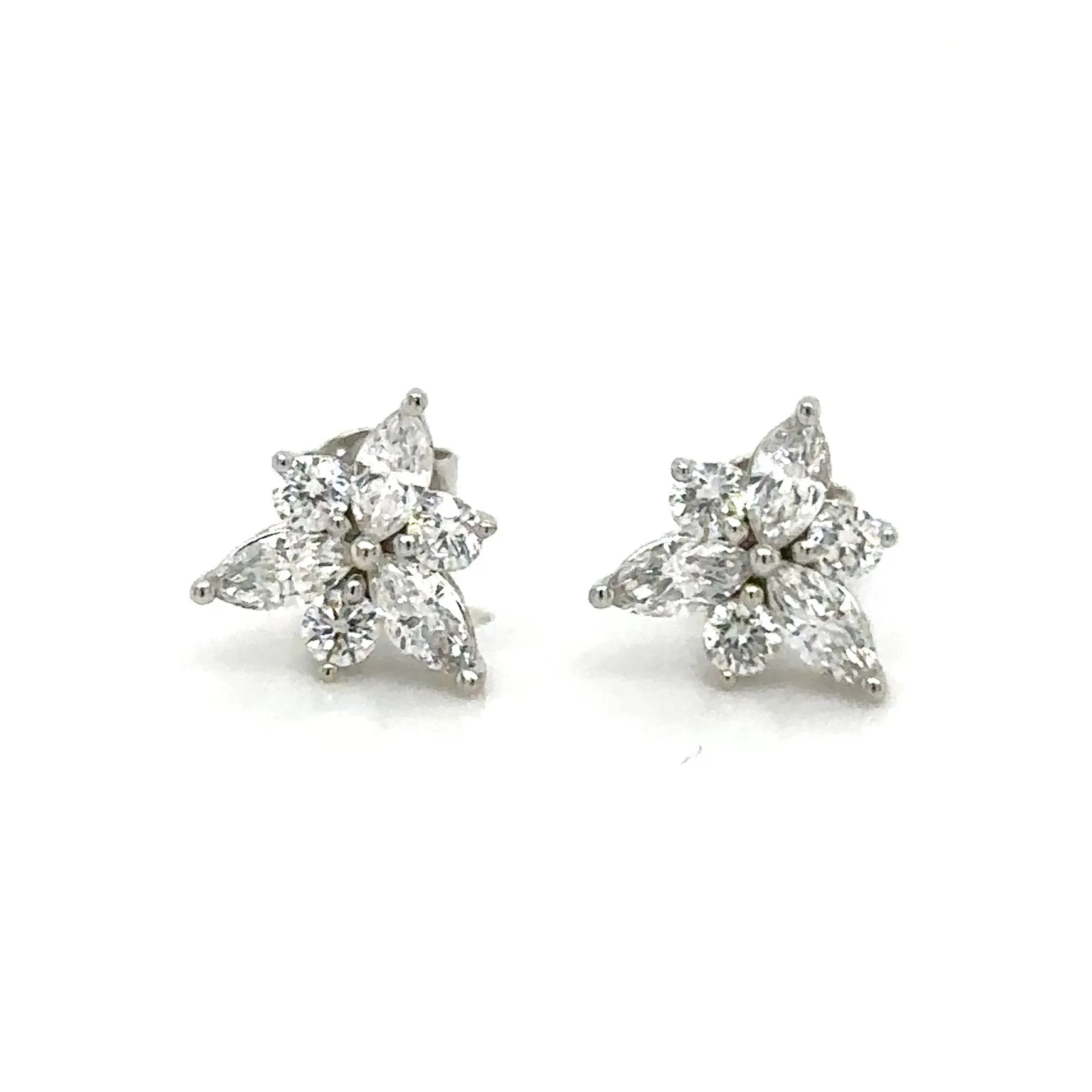 0.80ct tw Diamond Flower Shape Marquise Stud Earring