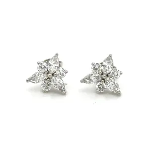 0.80ct tw Diamond Flower Shape Marquise Stud Earring