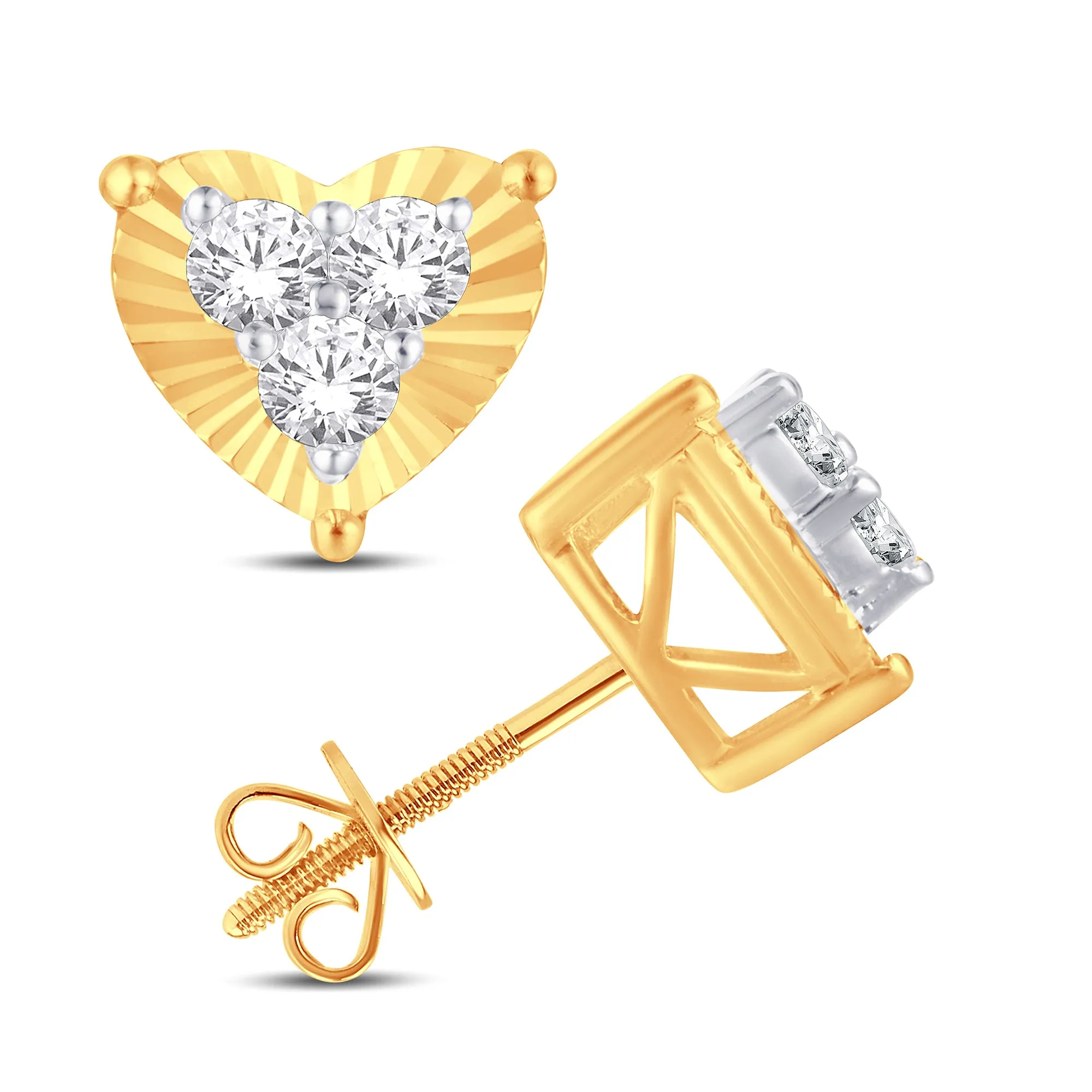 10 Karat Yellow Gold 0.25 Carat Diamond Heart Earrings