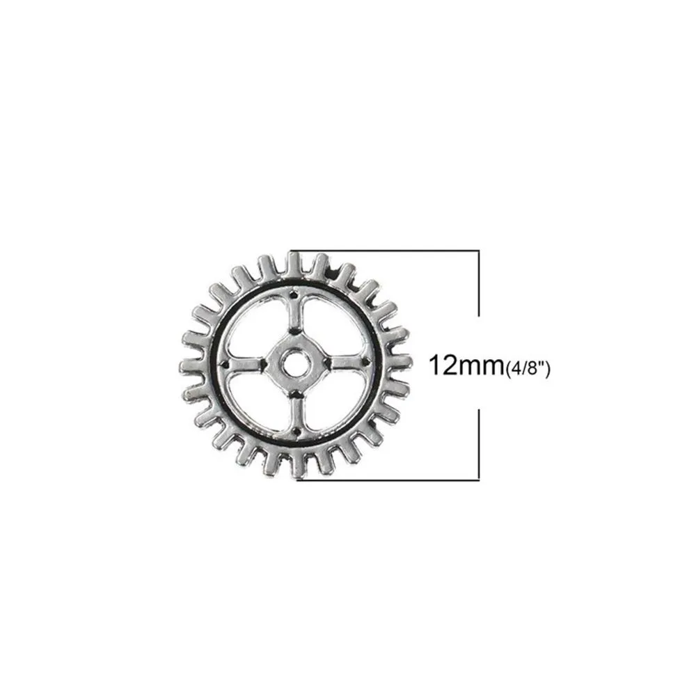 10 Pcs Tibetan Silver STEAMPUNK GEAR 12mm DIA. Charms Pendants, Lead & Nickel Free Metal Charms Pendants Beads