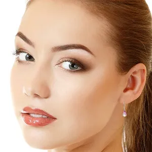 1.35 Carat 14K Solid White Gold Circle Wire Earrings Pink Topaz