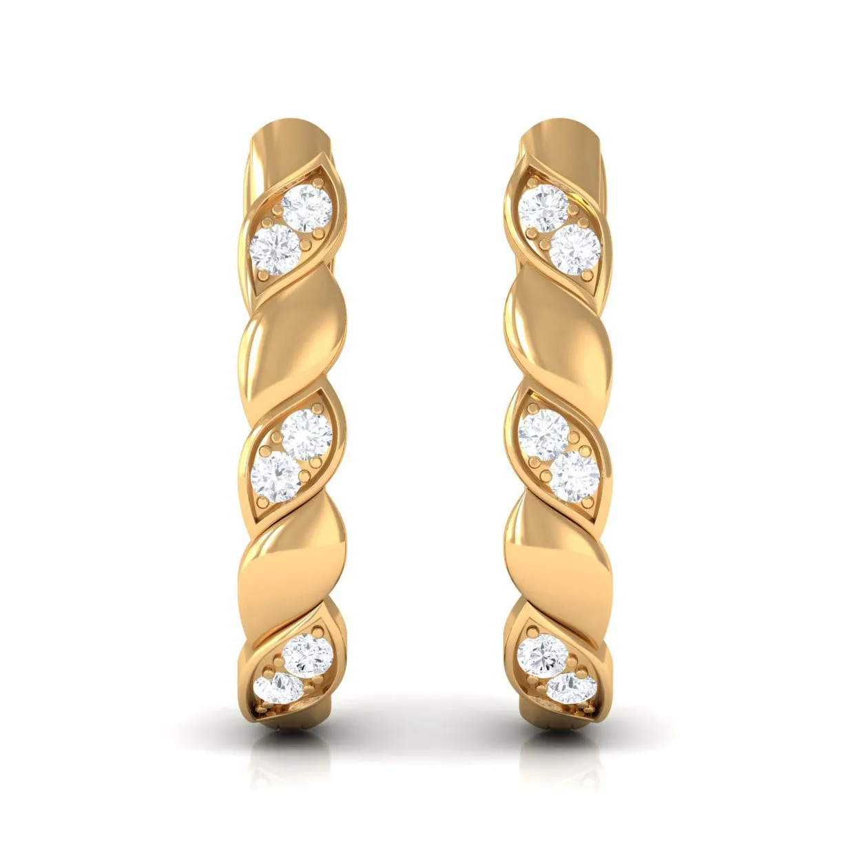 1/4 CT Natural Diamond J Hoop Earrings