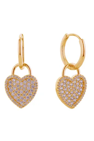 14K Gold Dipped Rhinestoned Heart Earrings