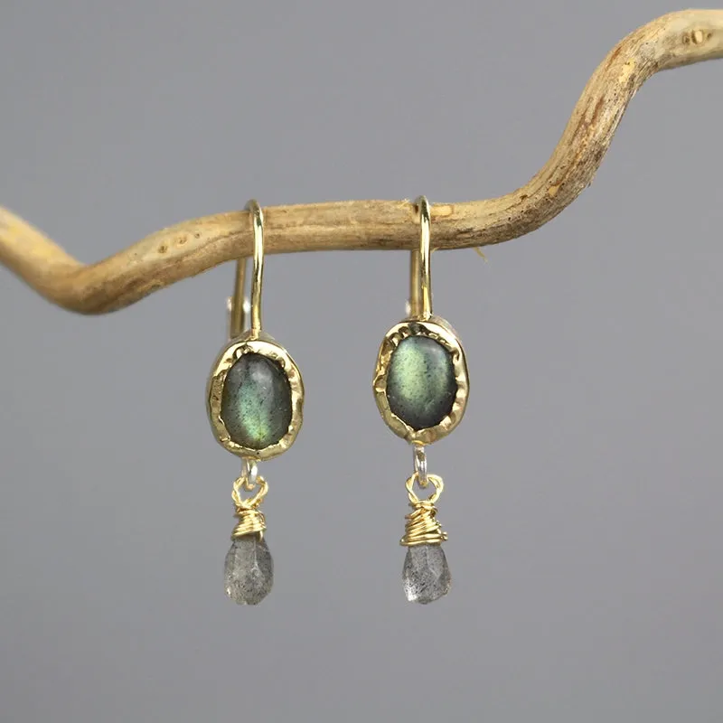 14K Gold Labradorite Drop Earrings