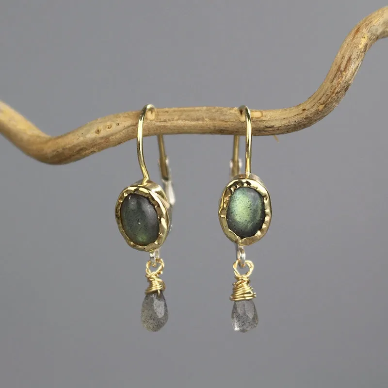 14K Gold Labradorite Drop Earrings