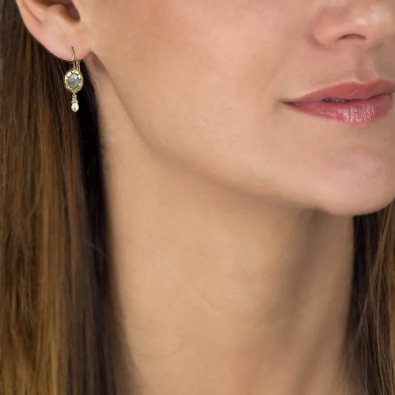 14K Gold Labradorite Drop Earrings