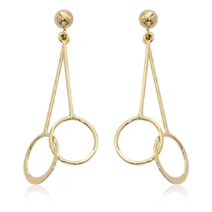 14k Gold Mini Circle Drop Earrings