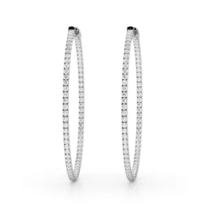 14K Inside Out Hoop Diamond Earring 42mm