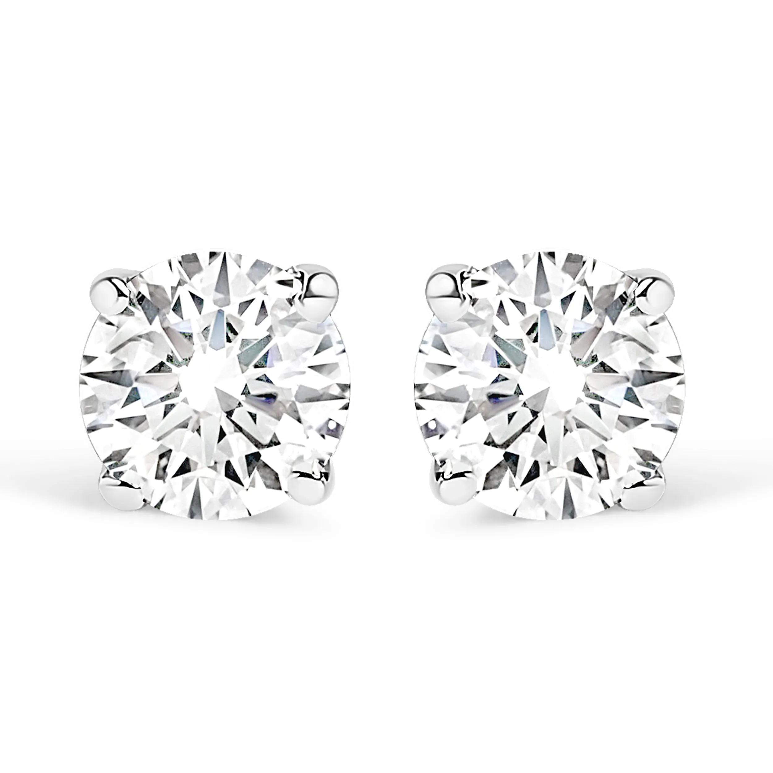 14K White Gold 1/4 Cttw Round Brilliant-Cut Near Colorless Diamond Classic 4-Prong Stud Earrings