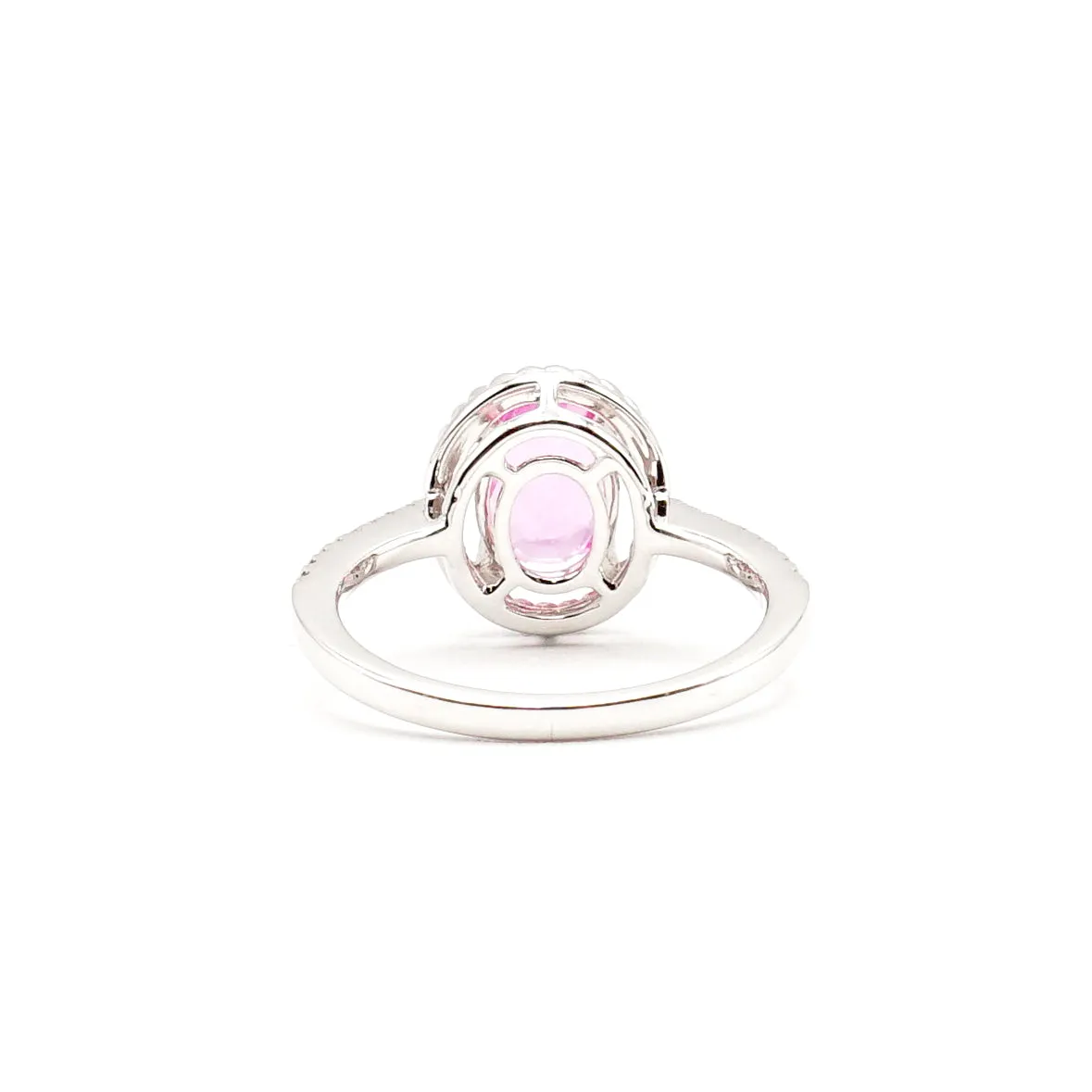 14K White Gold Pink Sappphire and Diamond Ring
