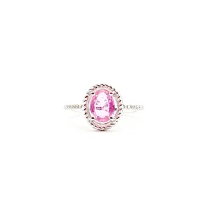 14K White Gold Pink Sappphire and Diamond Ring