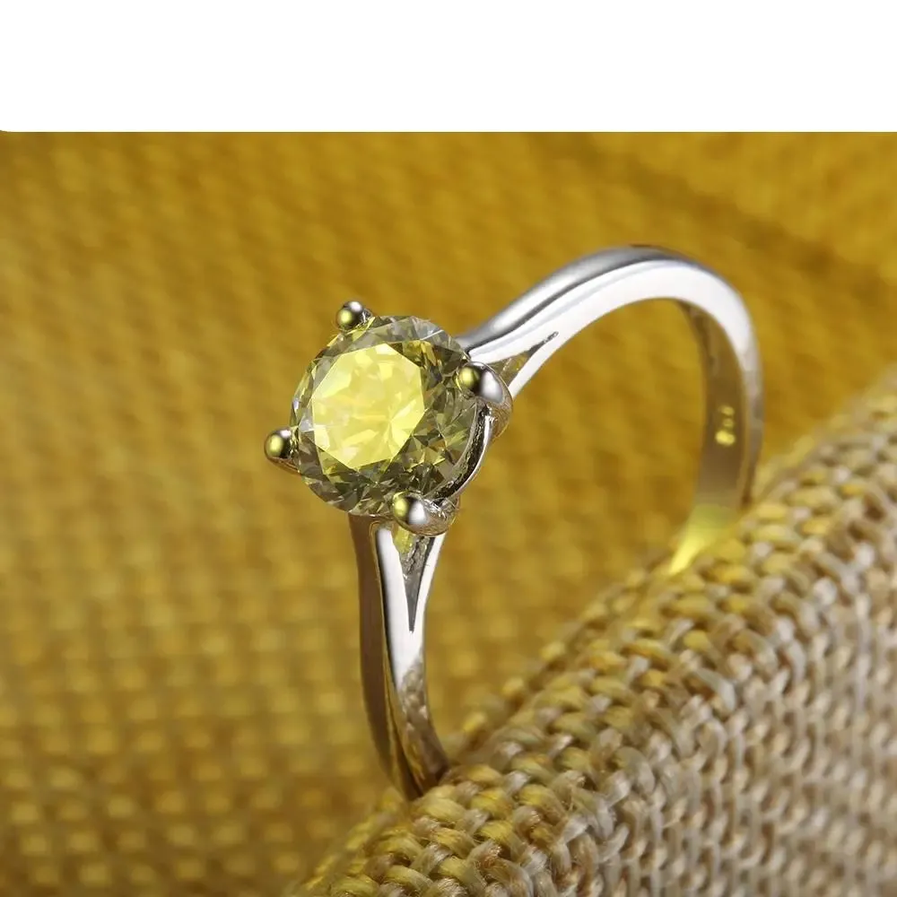 14k White Gold Solitaire Moissanite Ring 1ct