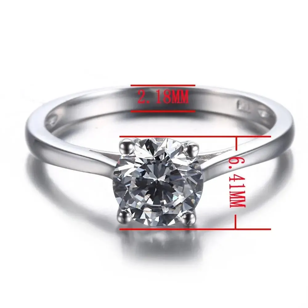14k White Gold Solitaire Moissanite Ring 1ct