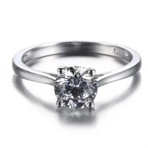 14k White Gold Solitaire Moissanite Ring 1ct