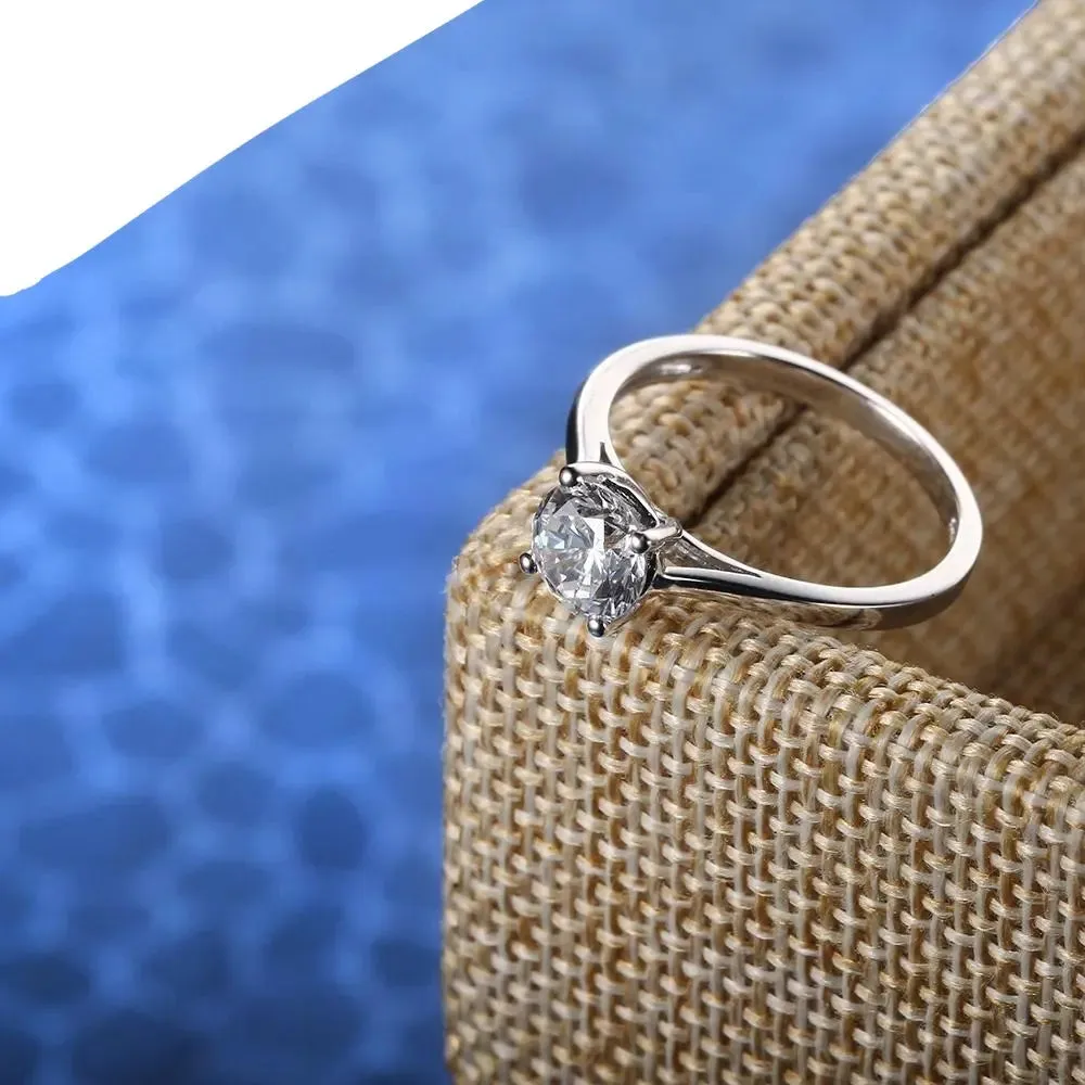 14k White Gold Solitaire Moissanite Ring 1ct