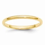 14k Yellow Gold 2mm Half-Round Wedding Band Ring