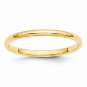 14k Yellow Gold 2mm Half-Round Wedding Band Ring