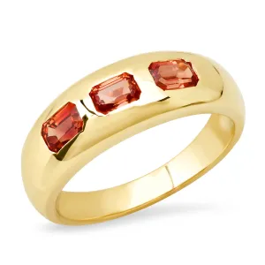 14K YG Triple Orange Sapphire Baguette Gypsy Ring