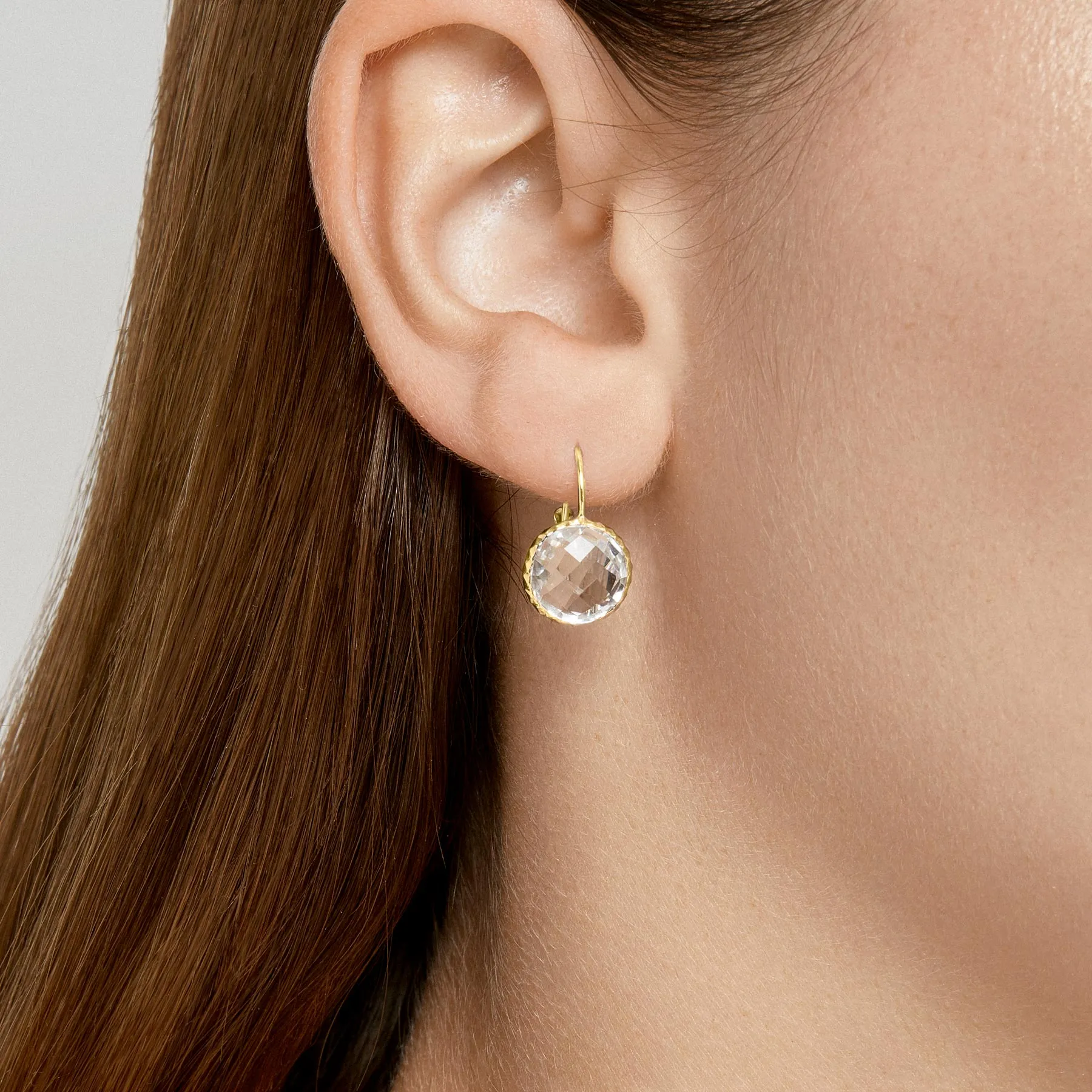 14KT Yellow Gold White Topaz Earrings
