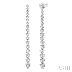 14KW Diamond Riviera Drop Earrings w/ 1.50 ctw