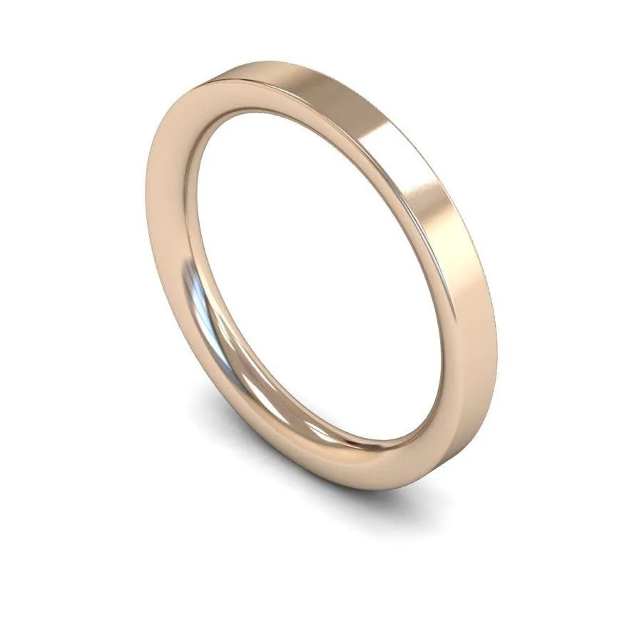 18ct Rose Gold Heavy Weight Flat Court 2.5mm Wedding Ring