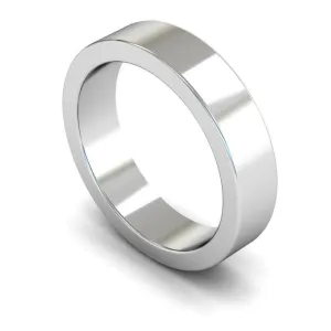 18ct White Gold Heavy Weight Flat 5mm Wedding Ring