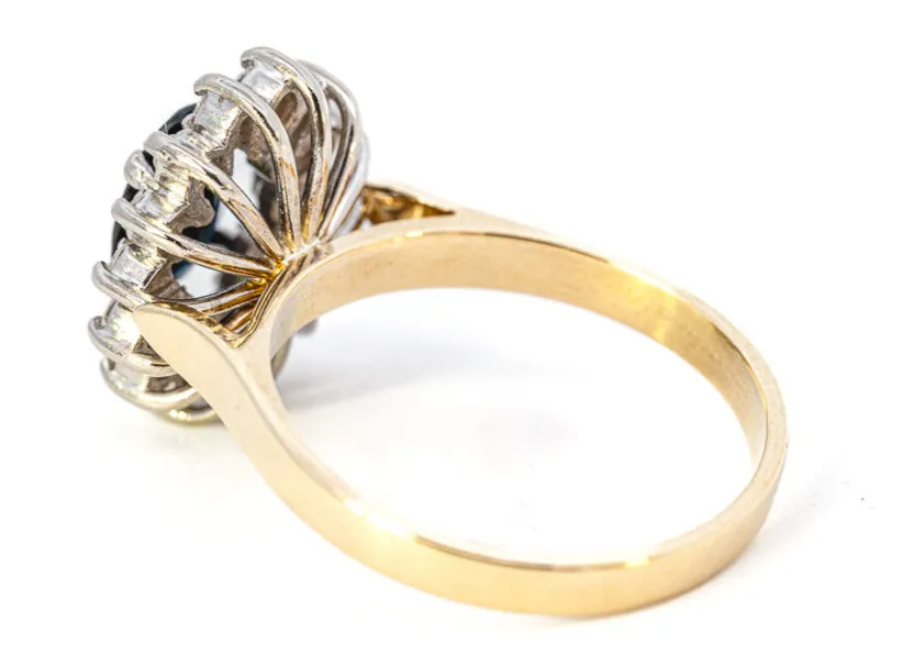 18ct Yellow & White Gold Sapphire & Diamond Cluster Ring
