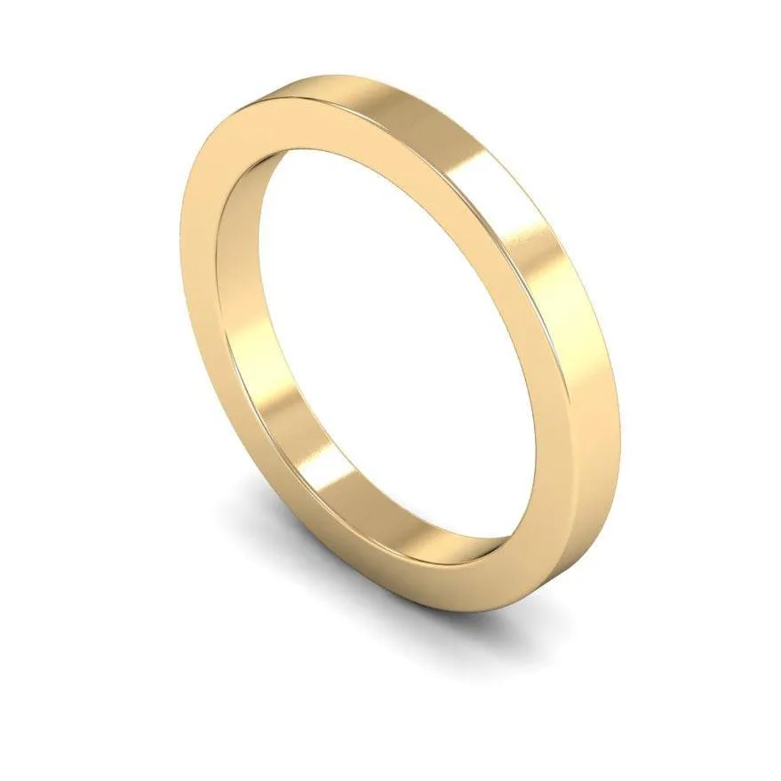 18ct Yellow Gold Heavy Weight Flat 2.5mm Wedding Ring