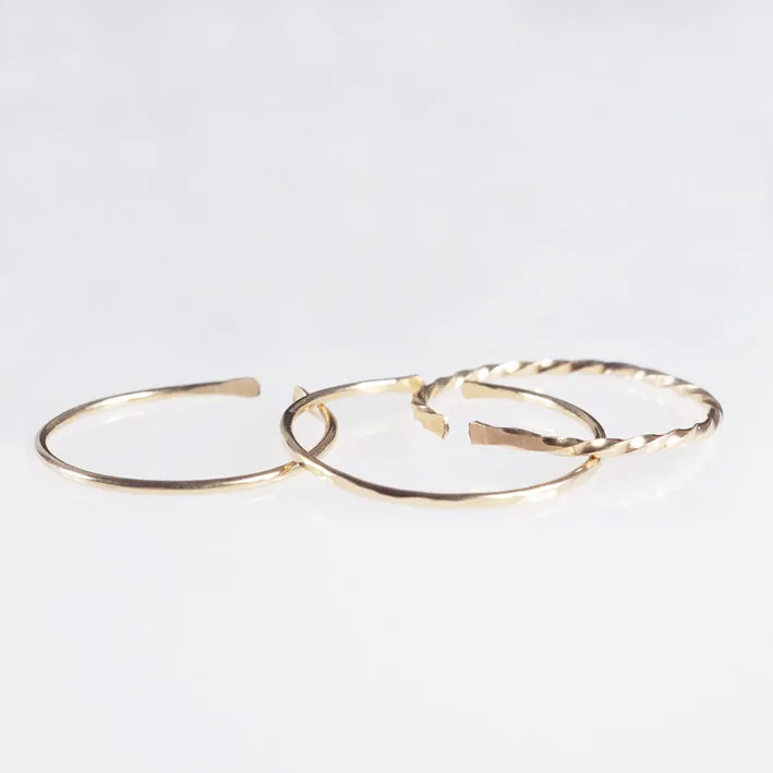3 Thin Gold Rings