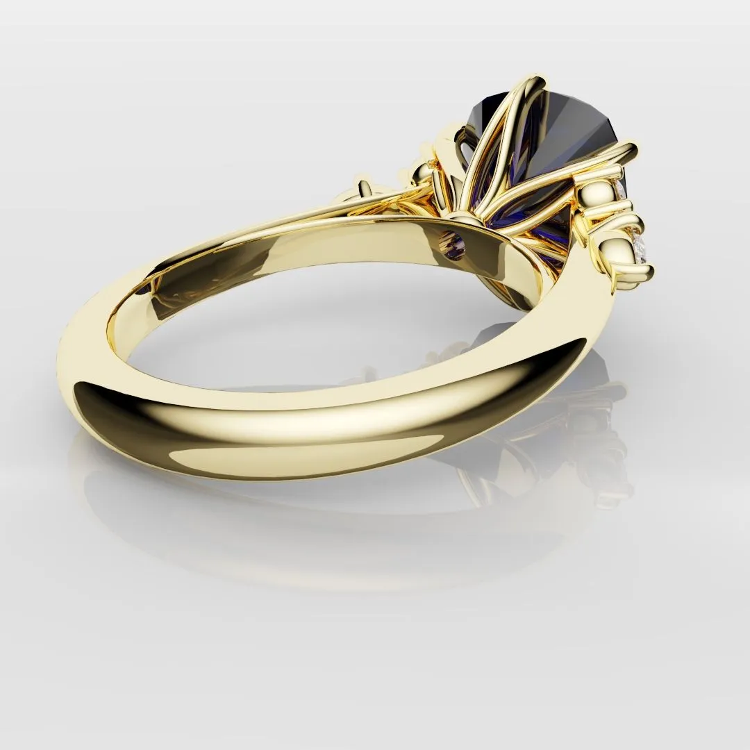 4.2ct Cushion Cut Sapphire Engagement Ring With Tulip Detailing