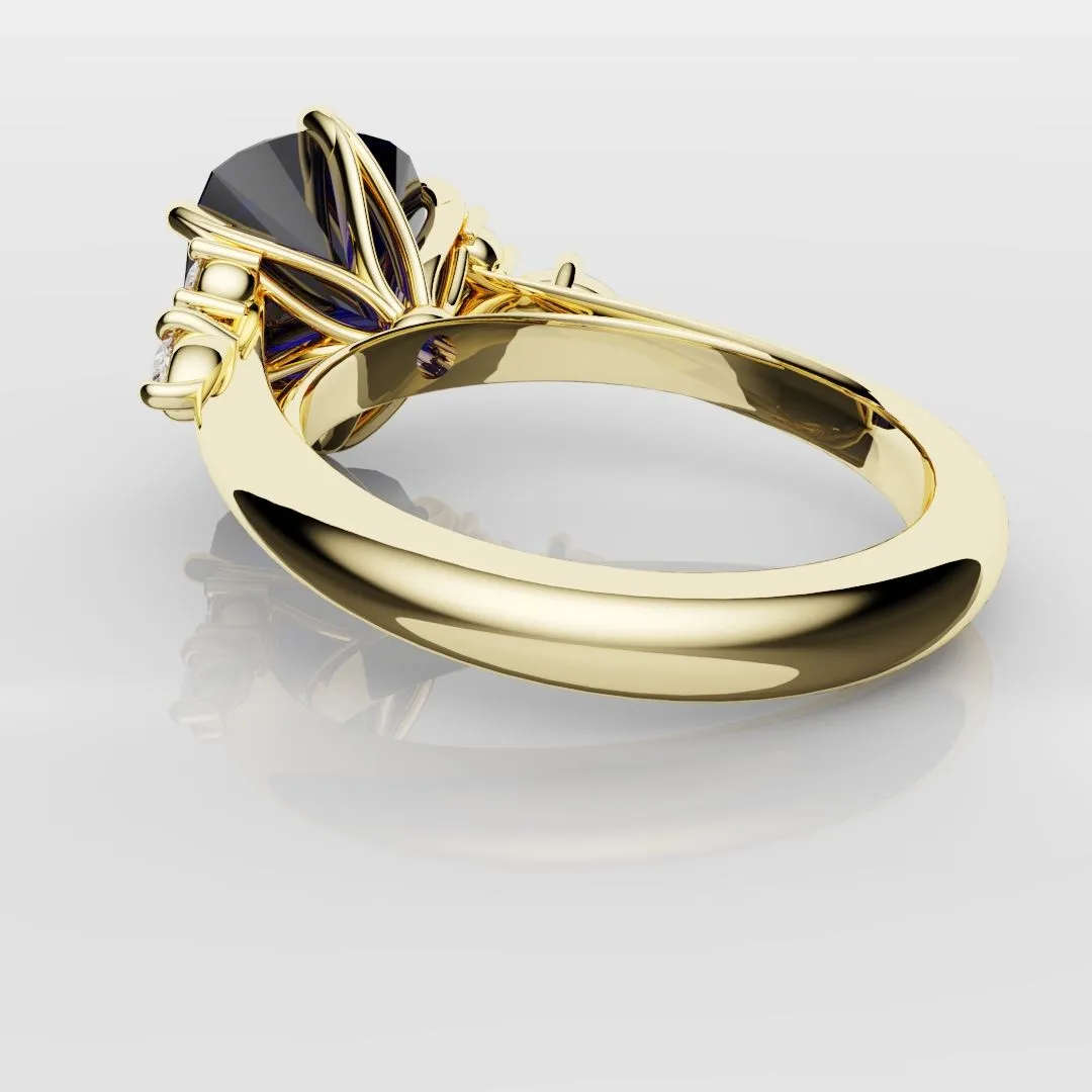 4.2ct Cushion Cut Sapphire Engagement Ring With Tulip Detailing