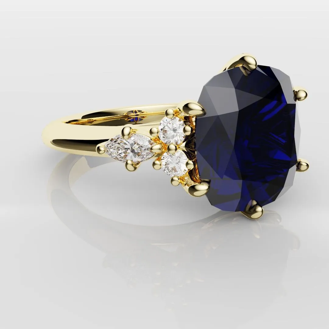 4.2ct Cushion Cut Sapphire Engagement Ring With Tulip Detailing