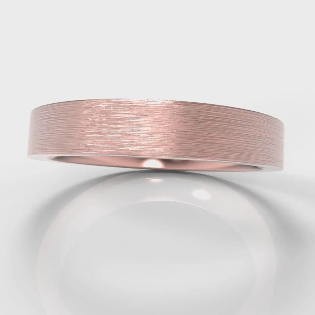 4mm Flat Top Comfort Fit Brushed Wedding Ring - Rose Gold
