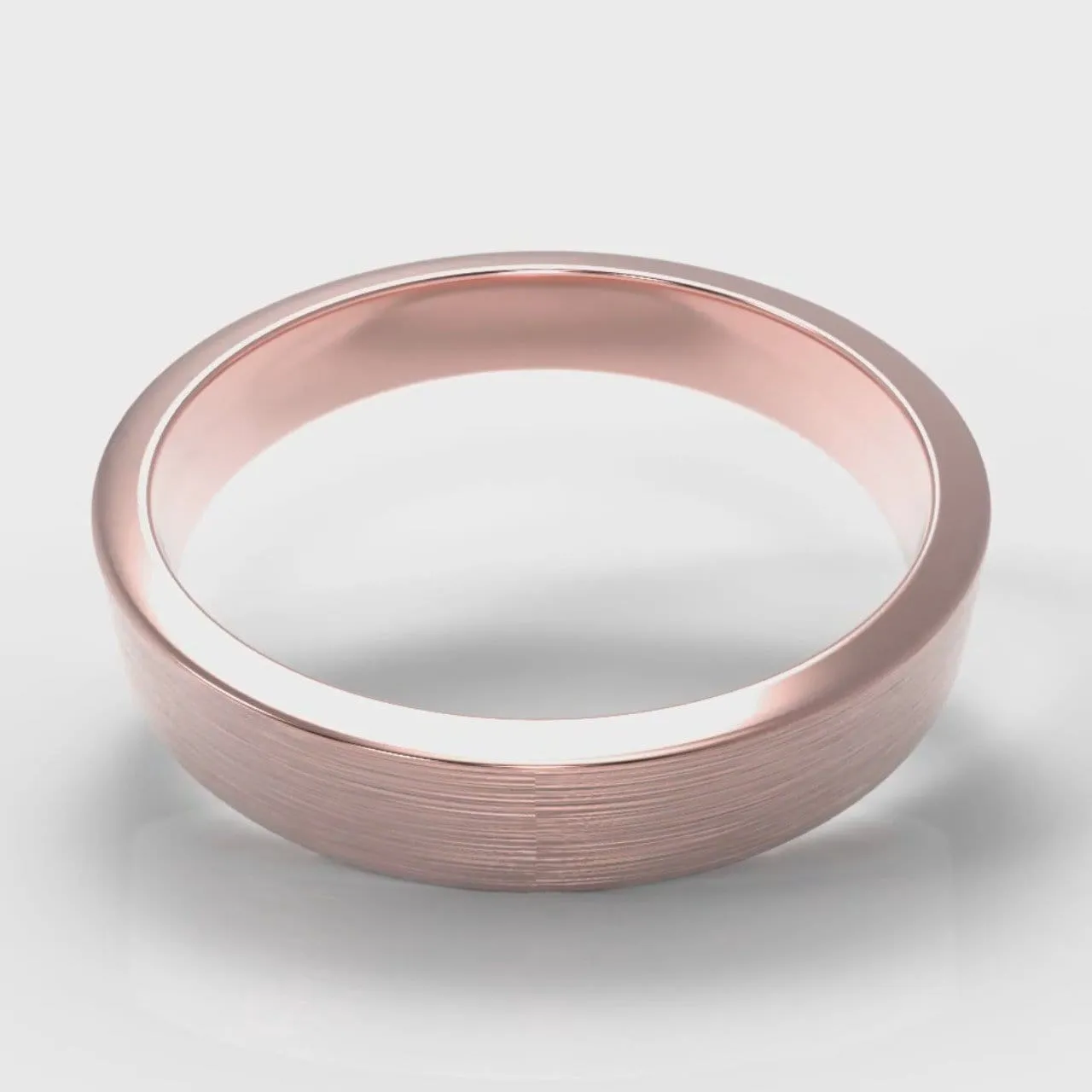 4mm Flat Top Comfort Fit Brushed Wedding Ring - Rose Gold