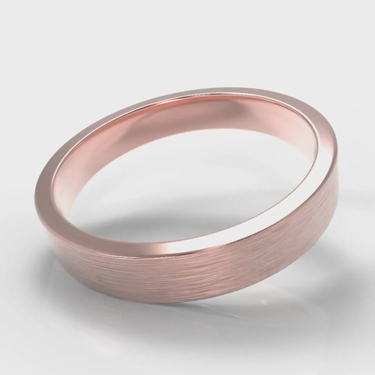 4mm Flat Top Comfort Fit Brushed Wedding Ring - Rose Gold
