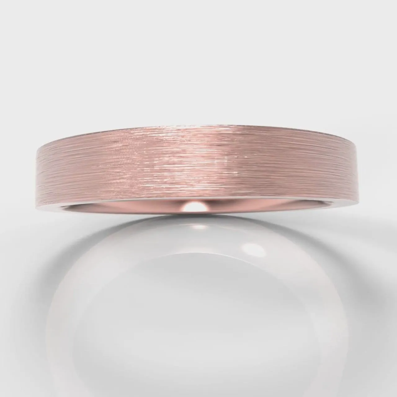 4mm Flat Top Comfort Fit Brushed Wedding Ring - Rose Gold