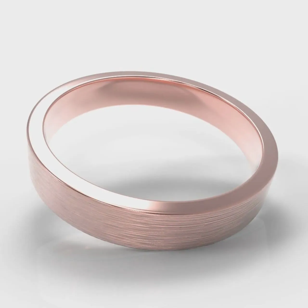 4mm Flat Top Comfort Fit Brushed Wedding Ring - Rose Gold