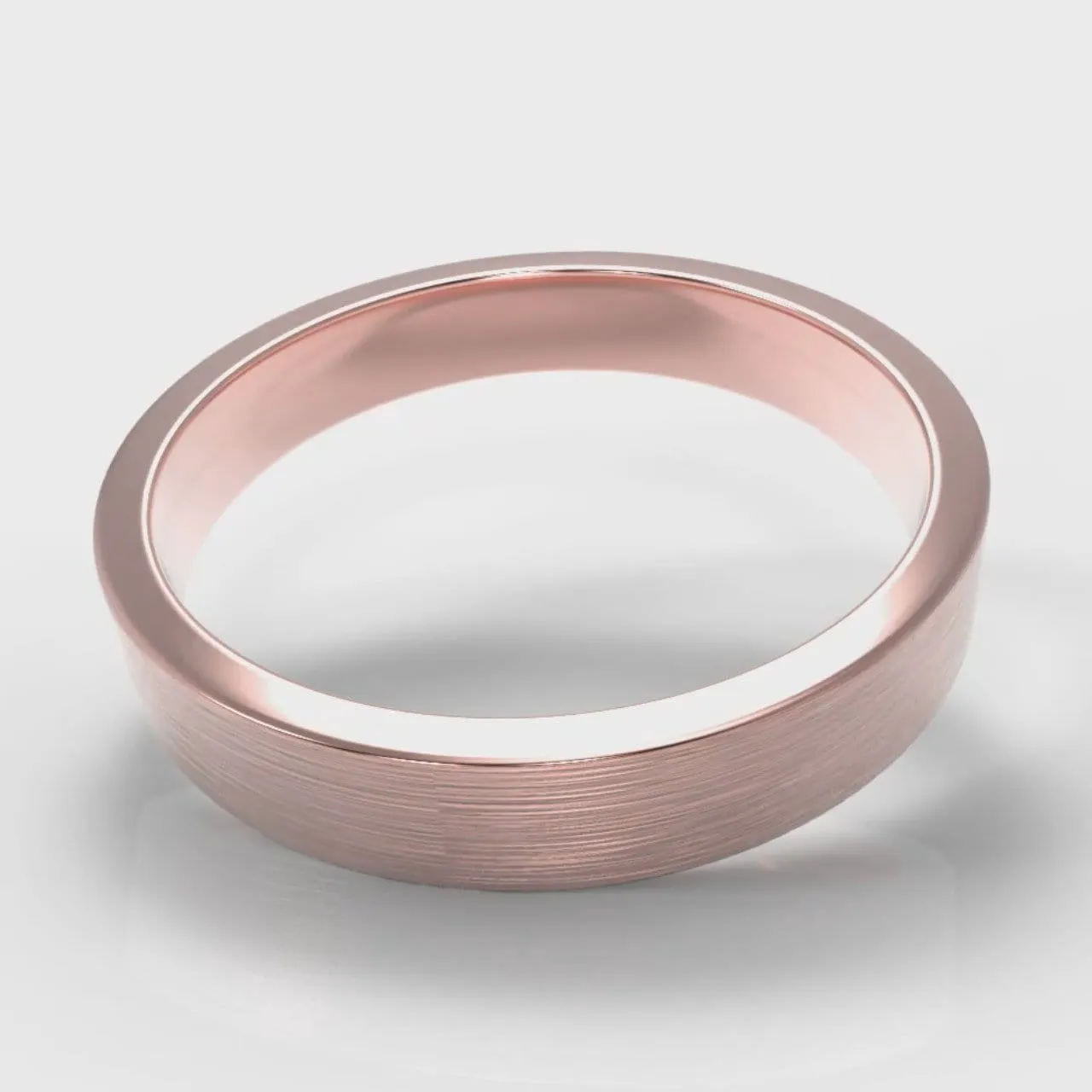 4mm Flat Top Comfort Fit Brushed Wedding Ring - Rose Gold