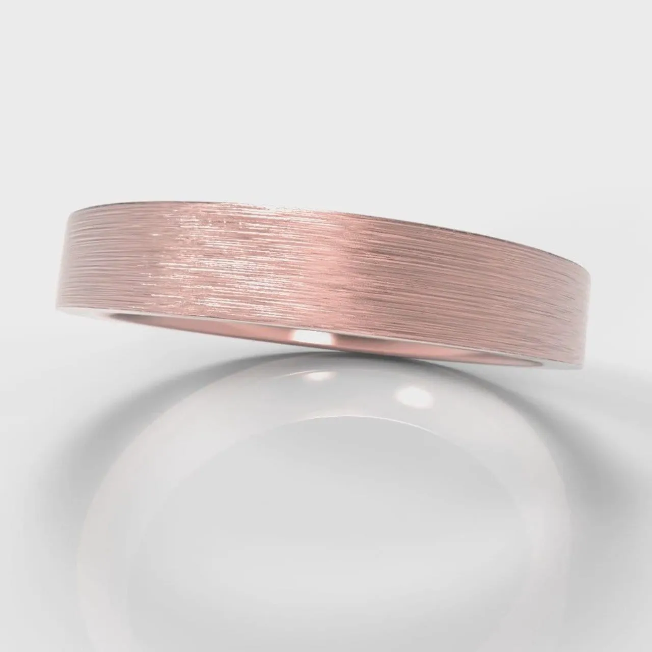 4mm Flat Top Comfort Fit Brushed Wedding Ring - Rose Gold