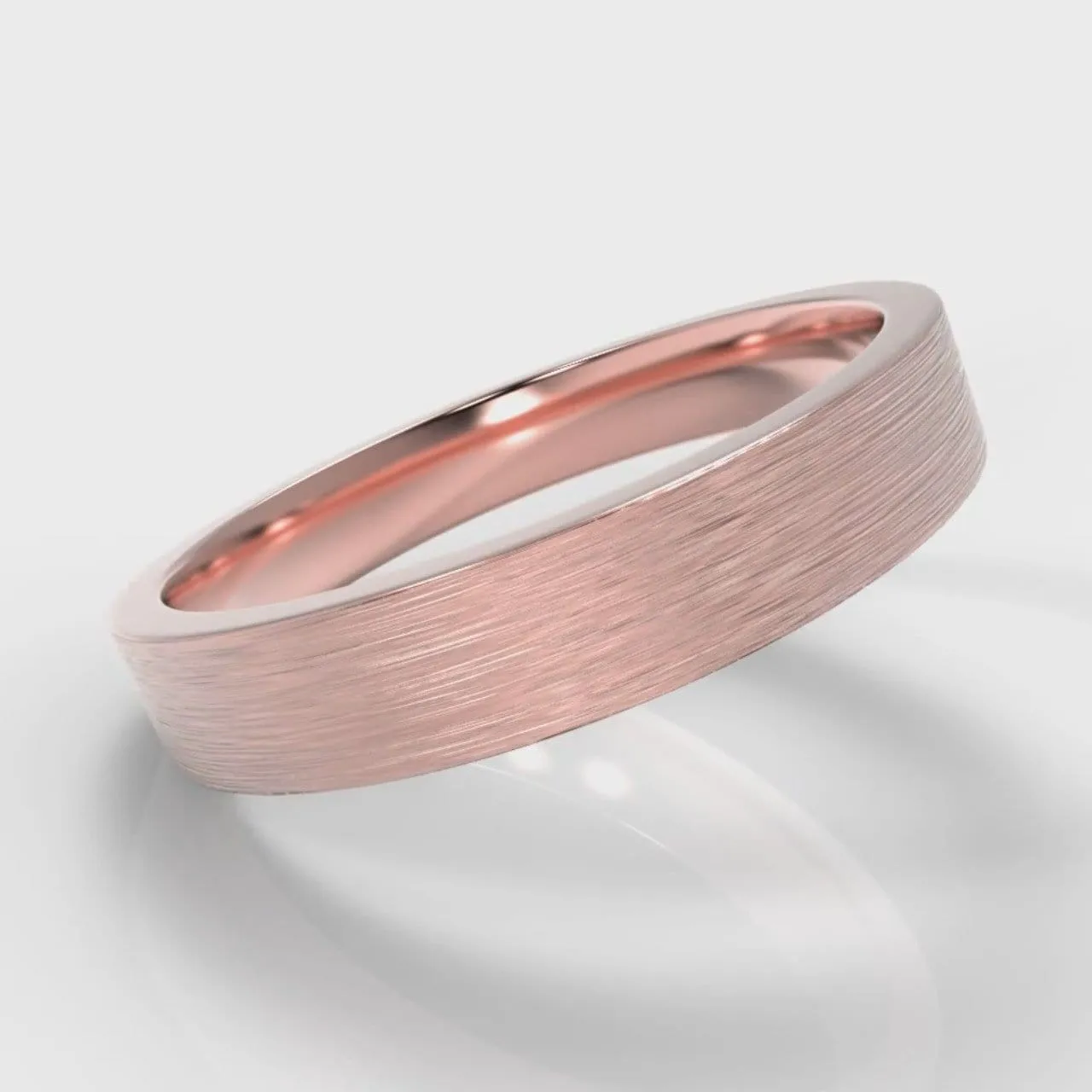 4mm Flat Top Comfort Fit Brushed Wedding Ring - Rose Gold