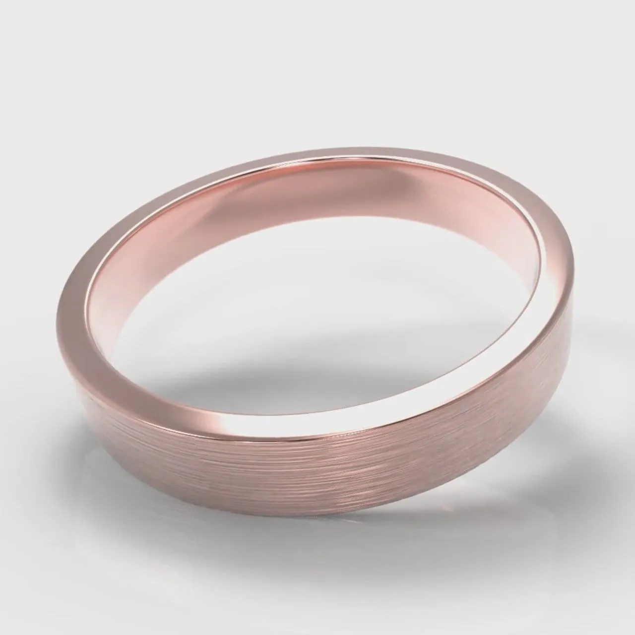 4mm Flat Top Comfort Fit Brushed Wedding Ring - Rose Gold