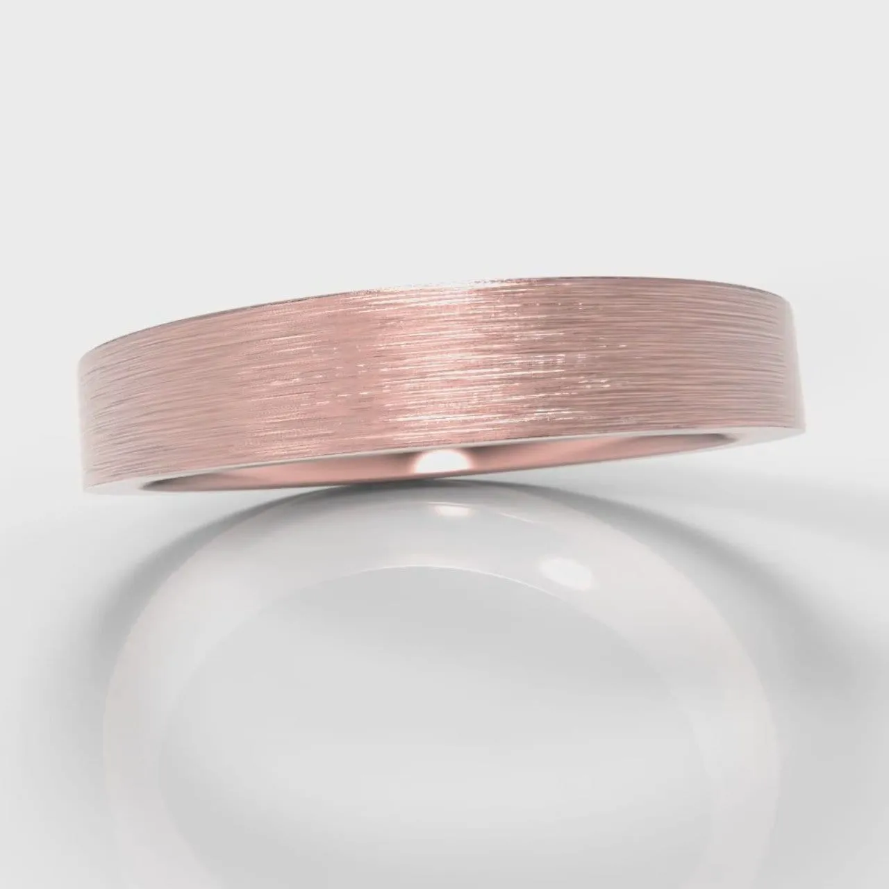 4mm Flat Top Comfort Fit Brushed Wedding Ring - Rose Gold