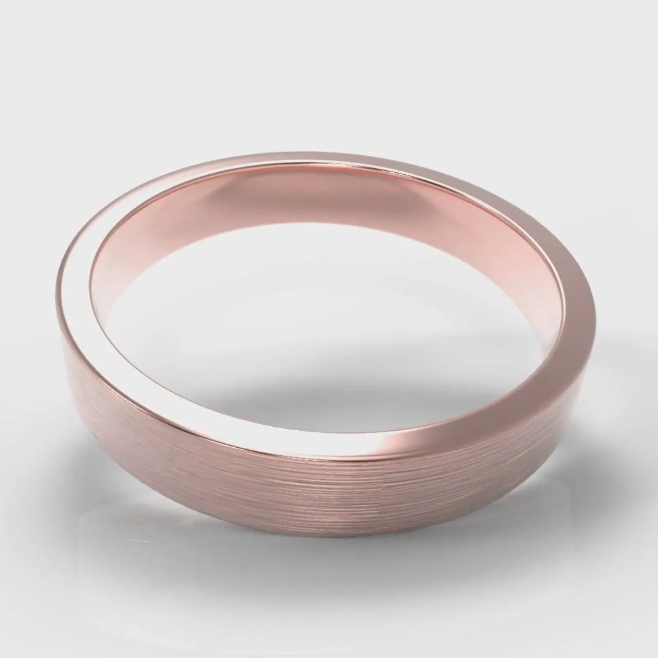 4mm Flat Top Comfort Fit Brushed Wedding Ring - Rose Gold