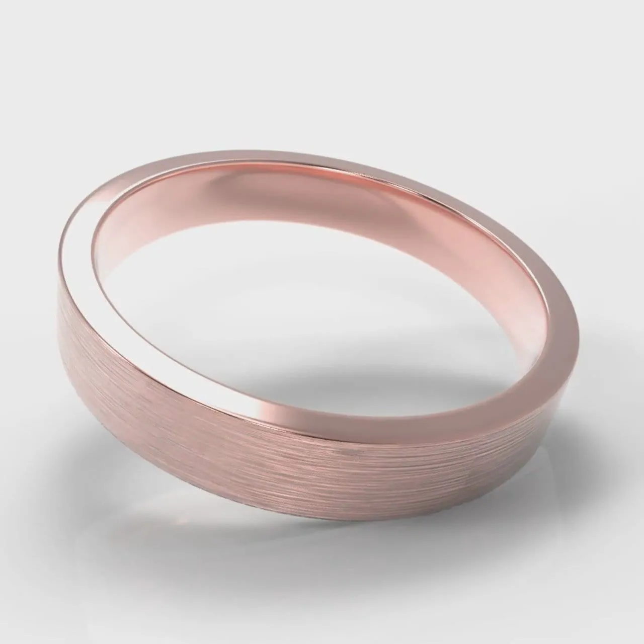 4mm Flat Top Comfort Fit Brushed Wedding Ring - Rose Gold