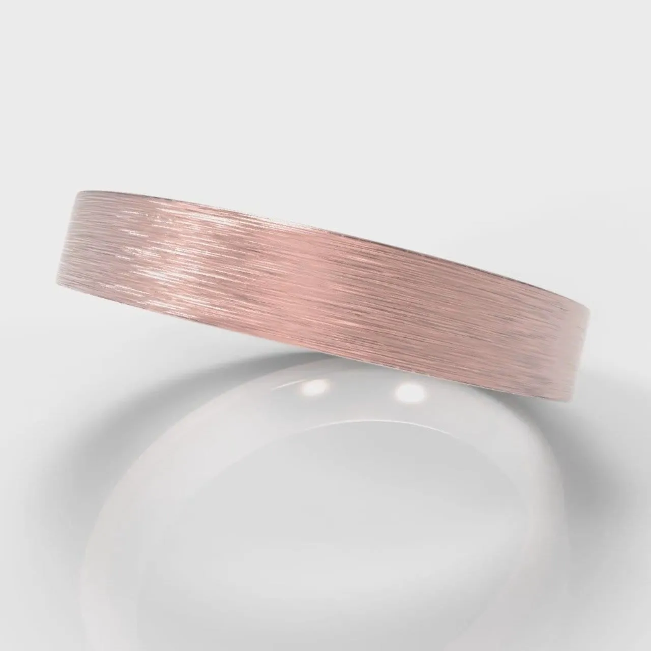 4mm Flat Top Comfort Fit Brushed Wedding Ring - Rose Gold