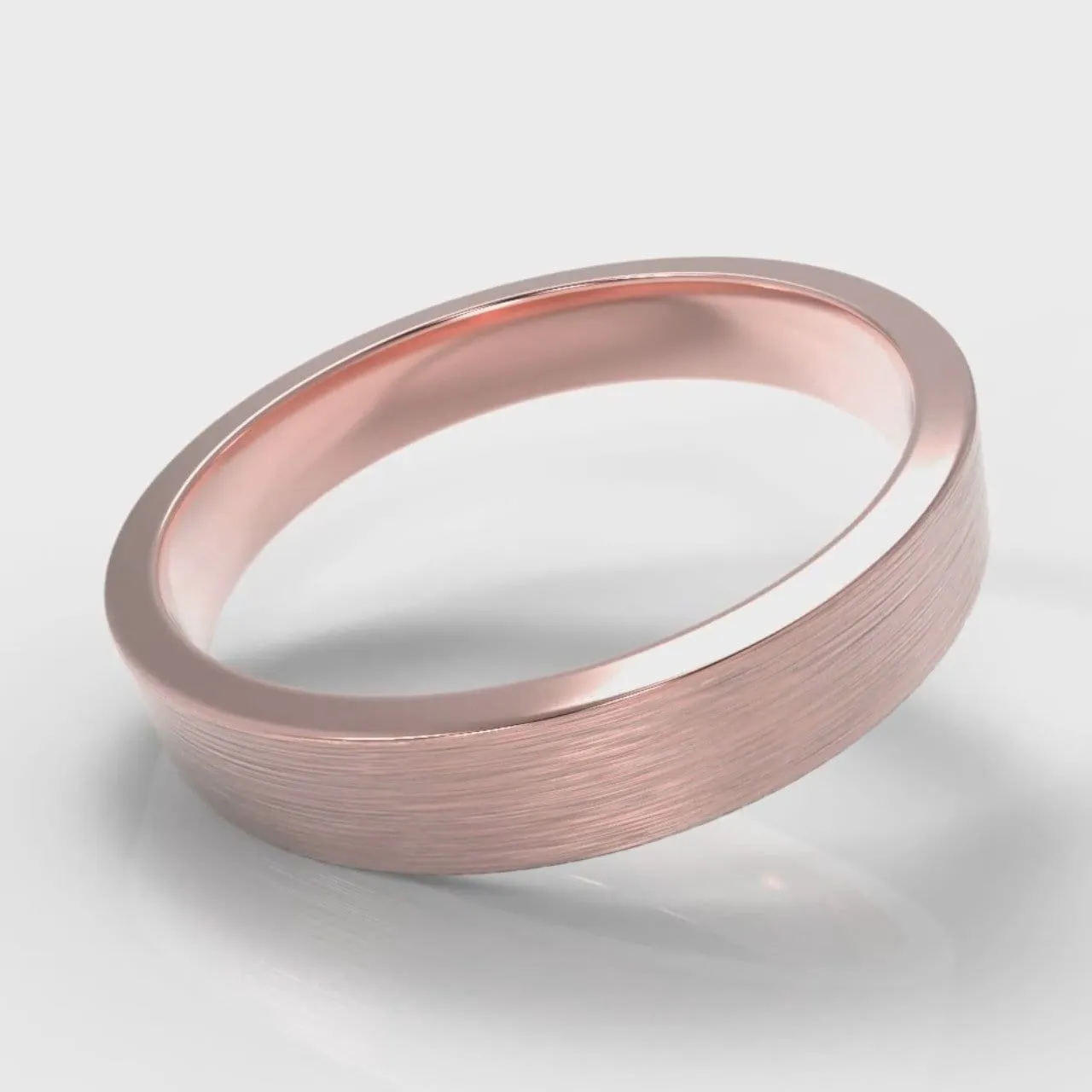 4mm Flat Top Comfort Fit Brushed Wedding Ring - Rose Gold
