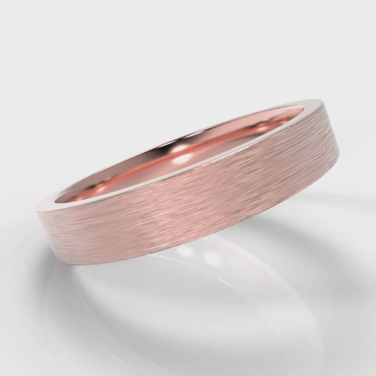 4mm Flat Top Comfort Fit Brushed Wedding Ring - Rose Gold