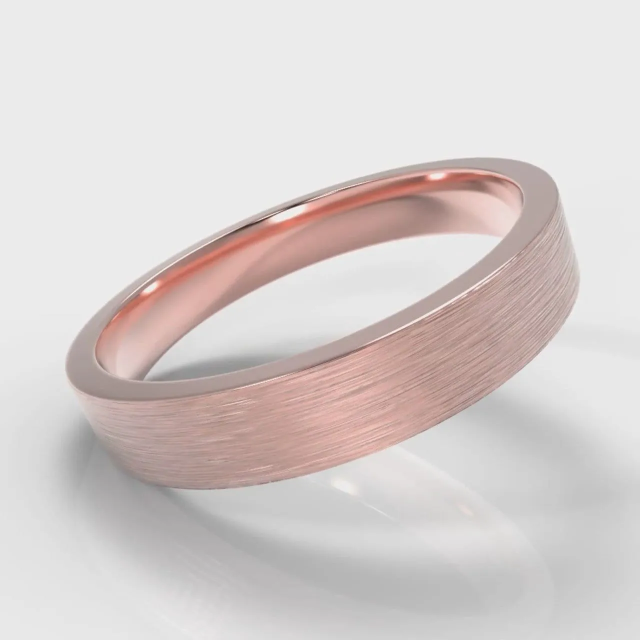4mm Flat Top Comfort Fit Brushed Wedding Ring - Rose Gold