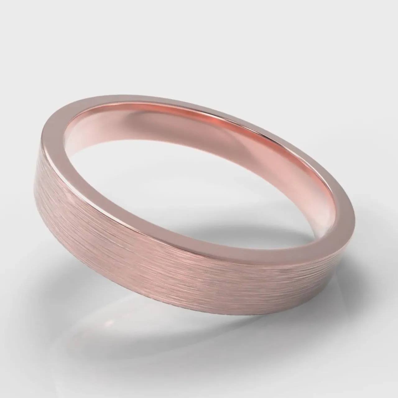 4mm Flat Top Comfort Fit Brushed Wedding Ring - Rose Gold